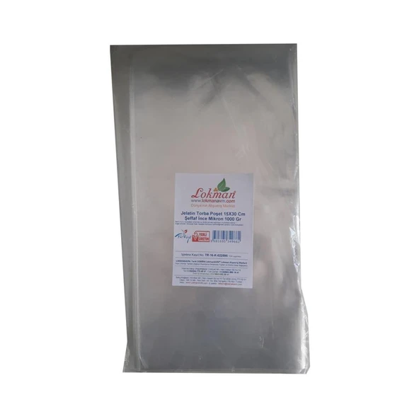 Jelatin Torba Poşet 15X30 Cm Şeffaf İnce Mikron 1000 Gr 1KG