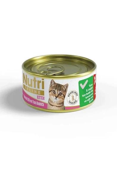 Nutri Feline Yavru Kedi Konservesi Tavuk Etli ve Ton Balıklı 85 gr
