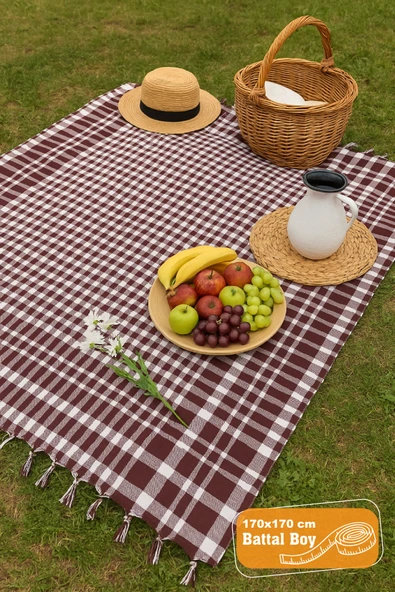Çok Amaçlı Sofra Bezi - Piknik Örtüsü - Masa Örtüsü 170x170 Cm - ZTSOFRA  Bordo