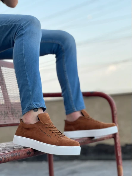 ET0104 Bağcıklı Taba Süet Beyaz Taban Spor Klasik Erkek Ayakkabı - Resim 5