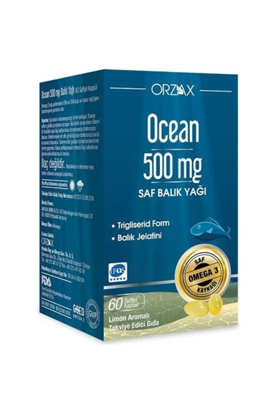 Ocean Omega 3 Balık Yağı 500 mg 60 Kapsül