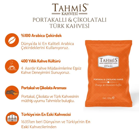 Tahmis Tek Paket Portakallı Çikolatalı Türk Kahvesi 100 Gr - 2