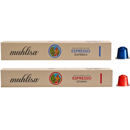 Muhlisa Espresso Kapsül Kahve 2 Kutu Guatemala, Ethiopia (20 KAPSÜL) %100 Arabica