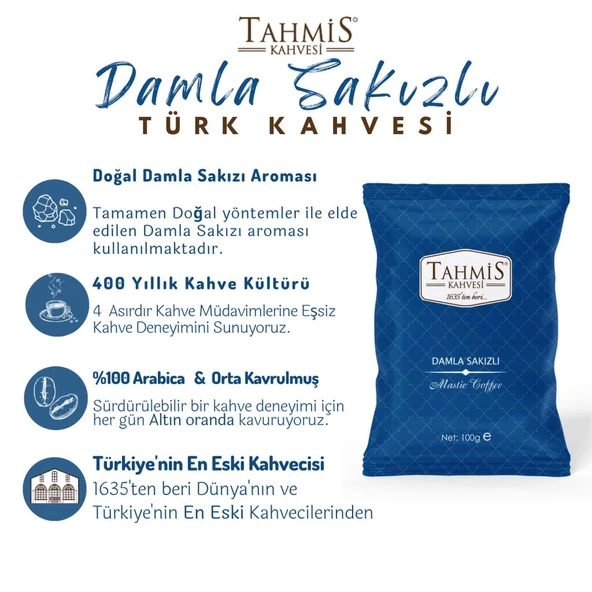 Tahmis Tek Paket Damla Sakızlı Türk Kahvesi 100 Gr - 2