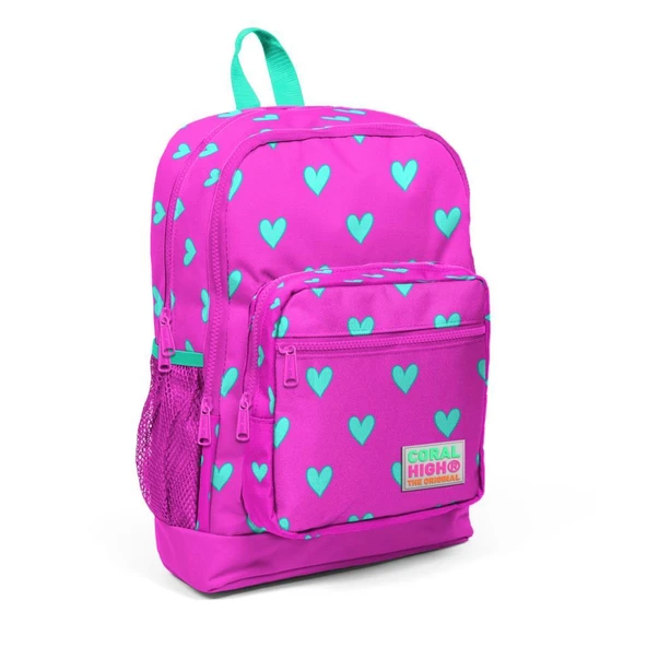 Coral High 2li Set Kalp Desenli Okul Çantası Beslenme 23113 - 2