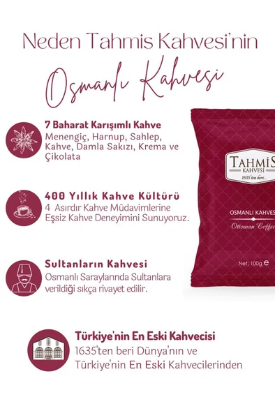 Tahmis 3'lü 100 Gr Menengiç Osmanlı Dağ Çilekli Aromalı Türk Kahvesi Seti - 4