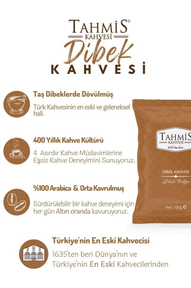 Tahmis 10'lu Sade Dibek Türk Kahvesi 100 Gr 10'lu Paket Seti - 2