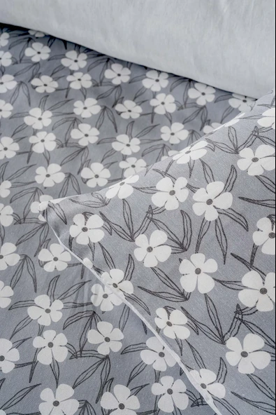 Rivaİstanbul Henna Gri Çift Kişilik Nevresim Takımı Pamuklu - Resim 5