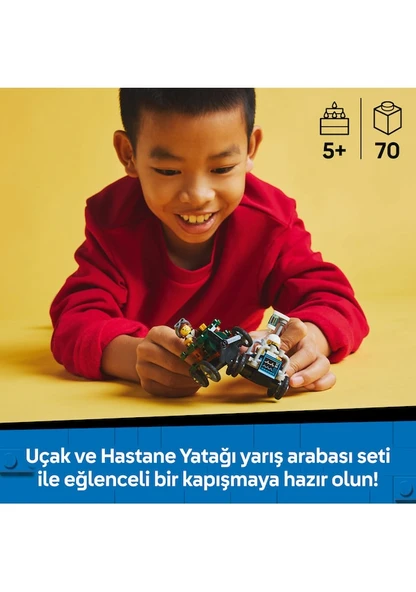Lego City Uçak Hastane Yatağına Karşı Yarış Araba 60459 Lisanslı Ürün - 3