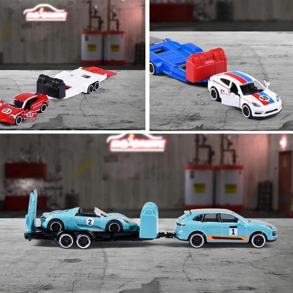 Majorette Porsche Motorsport Race Trailer Porsche Taycan Turbo S + 917 - 7
