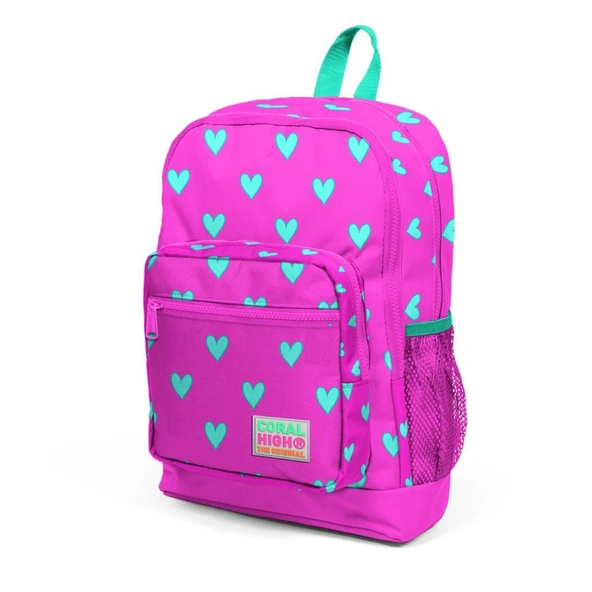 Coral High 2li Set Kalp Desenli Okul Çantası Beslenme 23113 - 5