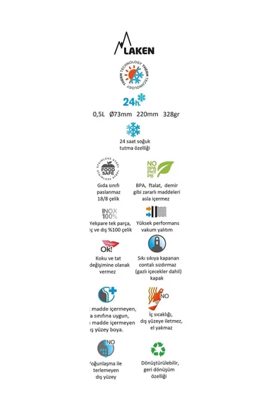 Çelik 18/8 Summit Termos Şişe 0,50l - Camgöbeği Lkts5ac Cam Göbeği-0,50l - 2