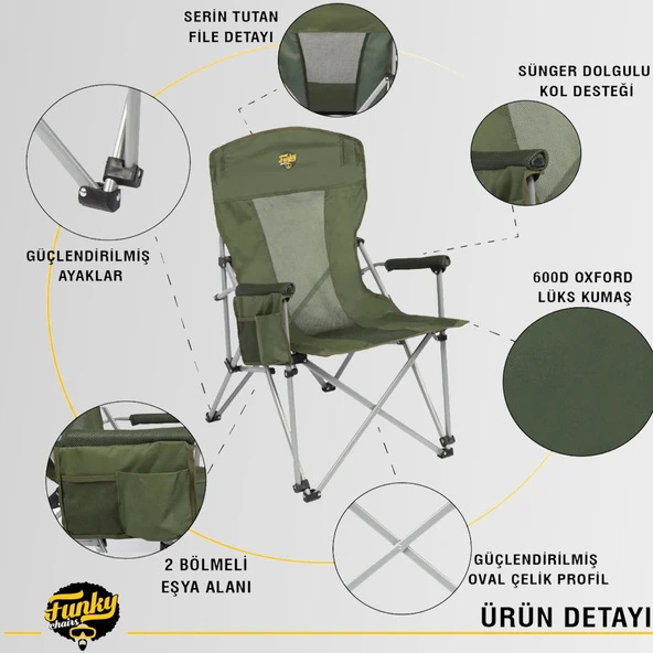 FUNKY CHAIRS Big Small Kamp Sandalyesi Çantalı Katlanabilir - 7