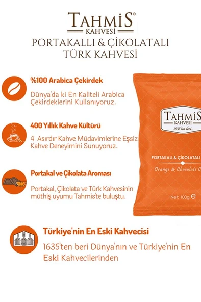 Tahmis Portakal Çikolata Aromalı Türk Kahvesi 100 Gr 3'lü Paket - 2