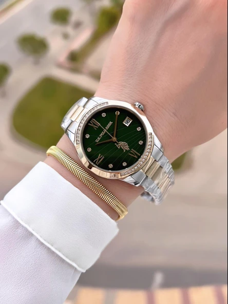 U.S.POLO ASSN Çelik Kordon 5 Atm Suya Dayanıklı Kadın Kol Saati+Bileklik Hediyeli USPA.2059.B08 - 2