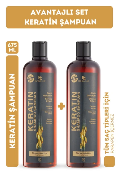 Hunca Care Keratin Özlü Canlı ve Parlak Saçlar Şampuan 675 ml 2 Adet