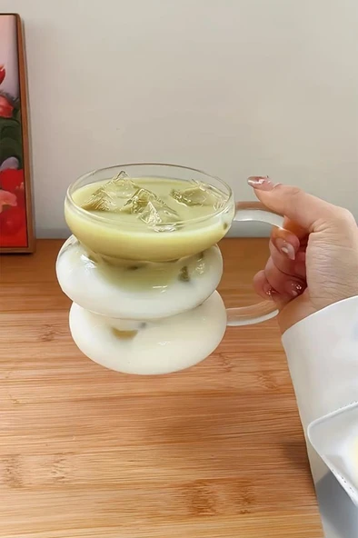 Mien Kulplu Borosilikat Cam Bardak Makaron Dilimli 400 Ml - 7