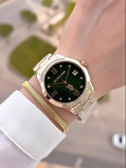 U.S.POLO ASSN Çelik Kordon 5 Atm Suya Dayanıklı Kadın Kol Saati+Bileklik Hediyeli USPA.2059.B07 - Resim 2