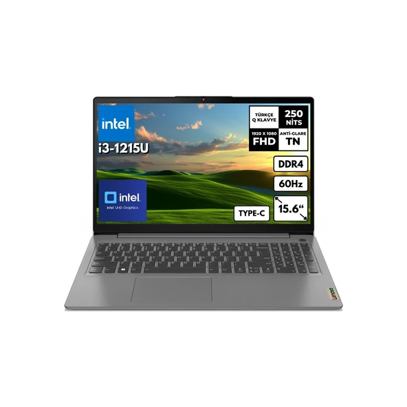 Ideapad 3 I3-1215U 8 GB 512GB SSD Intel UHD Graphics 15.6" Fhd Windows 11 Pro Notebook 82RK018GTXHMF19