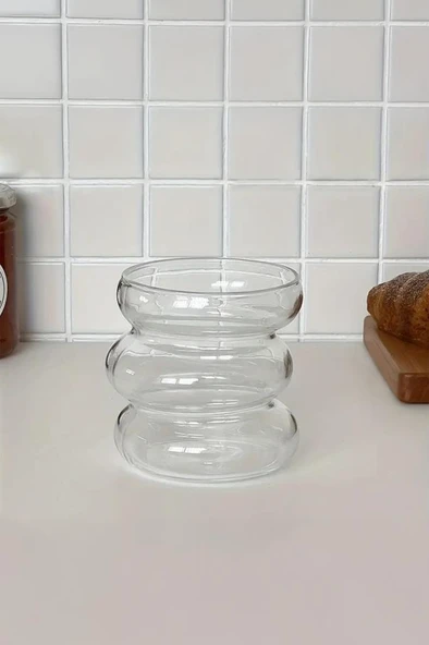 Mien Kulplu Borosilikat Cam Bardak Makaron Dilimli 400 Ml