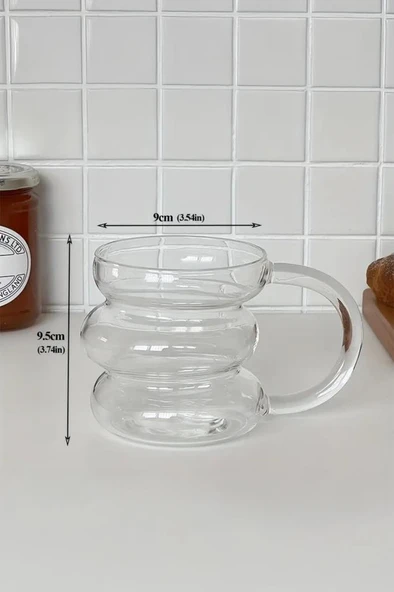 Mien Kulplu Borosilikat Cam Bardak Makaron Dilimli 400 Ml - 2