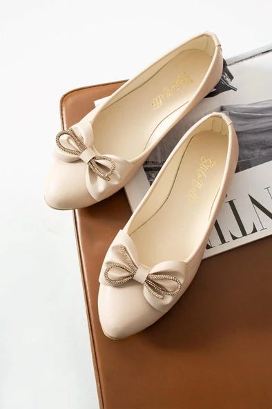 Albishoes Kadın Günlük Fiyonklu Balerin Babet Rahat Taban Şık Babet Günlük İş Ofis Babet Ayakkabı - 2