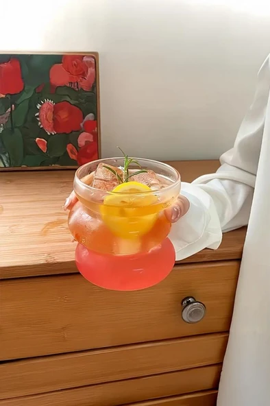 Mien Kulplu Borosilikat Cam Bardak Makaron Dilimli 400 Ml - 8