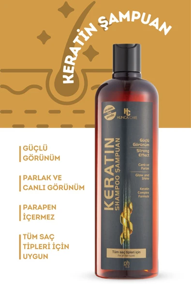 Hunca Care Keratin Özlü Canlı ve Parlak Saçlar Şampuan 675 ml 2 Adet - 3