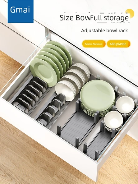 Alüminyum Mutfak Çekmece Organizeri - Titanyum Gri Tabaklık - 410mm - 2