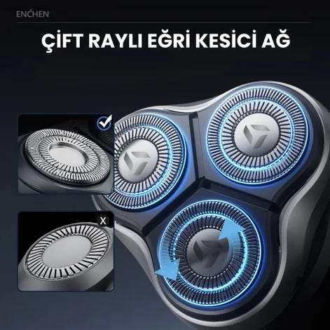 Enchen Blackstone Max Siyah Çift Yönlü Kavisli Bıçaklı Şarjlı Islak-Kuru Tıraş Makinesi - Resim 5