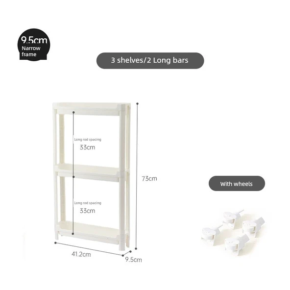 Dar Boşluklu Saklama Rafı - 9.5cm - 3 Katlı (2 Uzun Çubuklu)