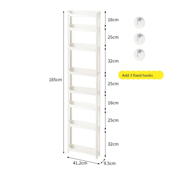 Dar Boşluklu Saklama Rafı - 9.5cm - 8 Katlı (2 Kısa 3 Uzun 2 Uzun Çubuklu)