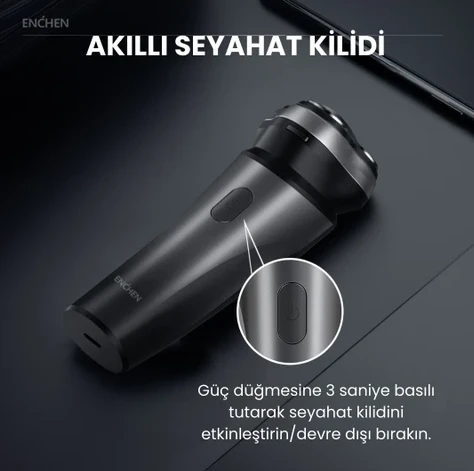 Enchen Blackstone Max Siyah Çift Yönlü Kavisli Bıçaklı Şarjlı Islak-Kuru Tıraş Makinesi - Resim 4