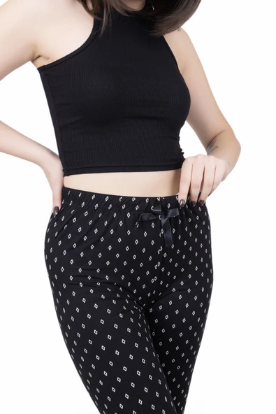 Looksense Kadın Siyah Viskon Tek Alt Pijama 03200 - Resim 3