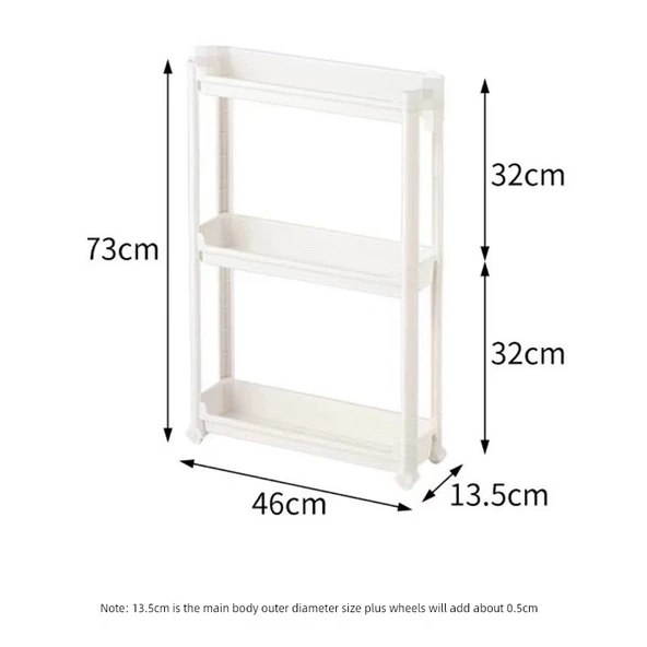 Dar Boşluklu Saklama Rafı - 13.5cm - 3 Katlı (2 Uzun Çubuklu)