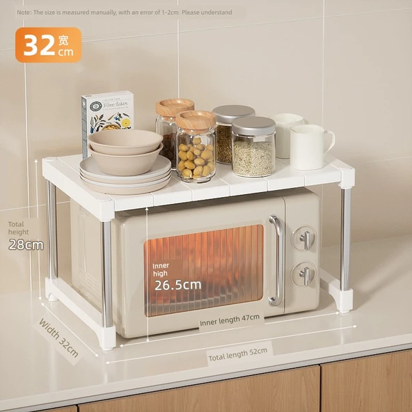 Çok Amaçlı Mutfak Rafı - Mikrodalga Fırın ve Airfryer Organizer - 52x32x28cm