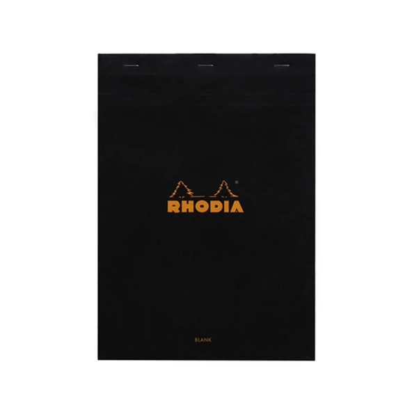 Rhodia Basics A4 80yp Üstten Zımbalı Çizgisiz Blok Siyah / 180009