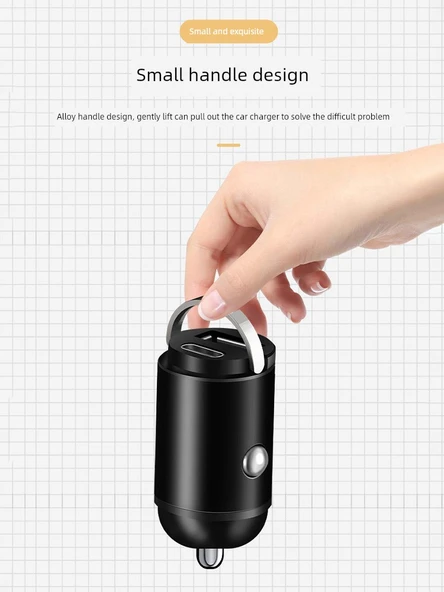100W Araç Şarj Cihazı - USB+Type-C Hızlı Şarj + Type-C Data Kablosu - 6