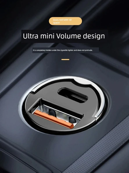 100W Araç Şarj Cihazı - USB+Type-C Hızlı Şarj + Type-C Data Kablosu - 2