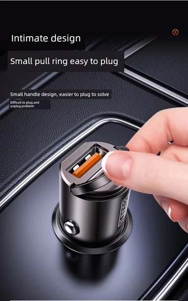 Gizli Araç Şarj Cihazı - Apple 8-14 Hızlı Şarj [USB+C] PD Hızlı Şarj Kablolu - 9