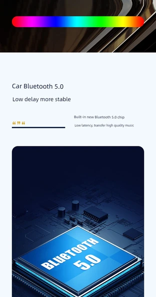 Bluetooth Araç MP3 Çalar - Renkli Atmosfer Işığı, 3.4A Hızlı Şarj, Kayıpsız Ses, 5 Hediye - 11