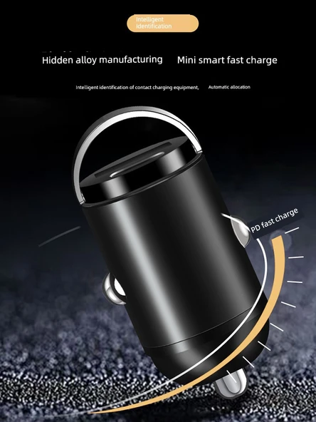 100W Araç Şarj Cihazı - USB+Type-C Hızlı Şarj + Type-C Data Kablosu - 3