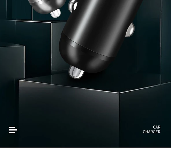 100W Araç Şarj Cihazı - USB+Type-C Hızlı Şarj + Type-C Data Kablosu - 8