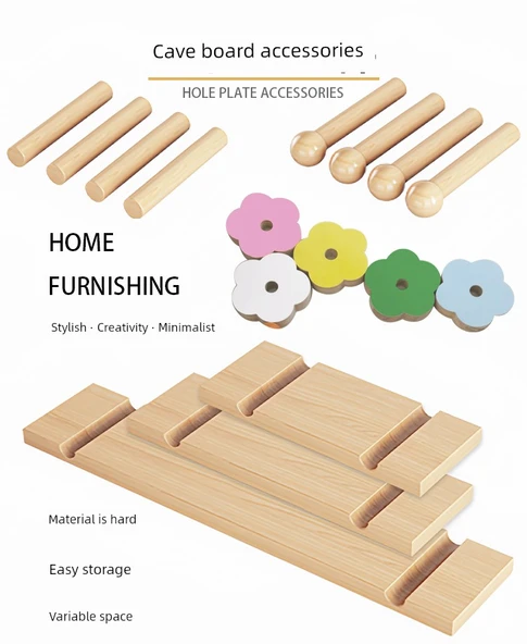 Ahşap Pegboard Orta Panel - 10*30cm (2 Çubuk Dahil) - 7