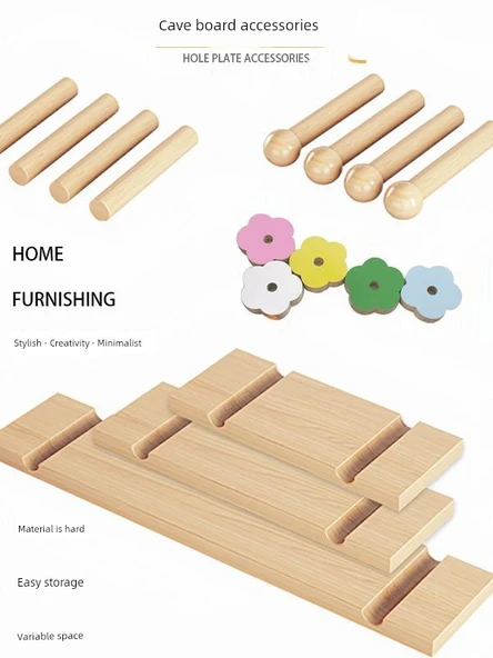 Ahşap Pegboard Çubukları - 20mm Çap - Kısa 7.5cm (4 Adet) - 2