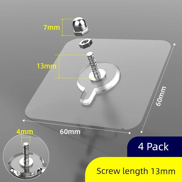 Deliksiz Duvar Rafı Teli - Spiral Ağ Uzunluğu 13mm [Kalınlaştırılmış 4'lü Paket]