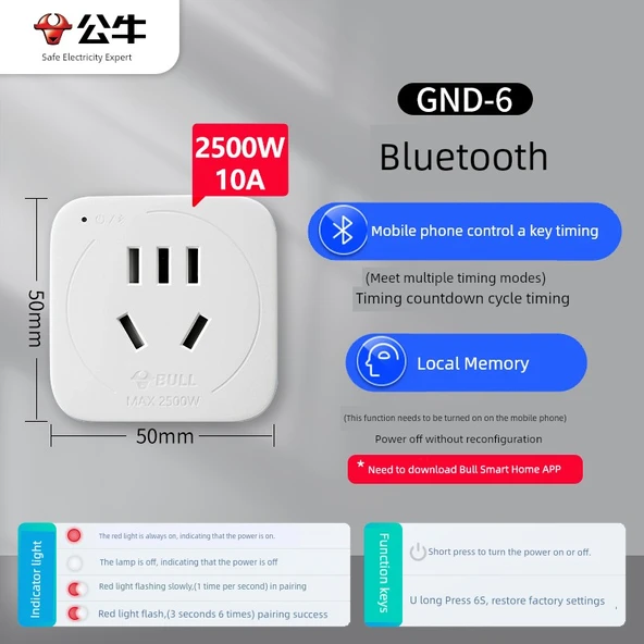 Elektrikli Araç Şarj Zamanlayıcı - 10A Bluetooth Zamanlayıcı Zamanlama/Geri Sayım/Döngü Zamanlama Üç Mod D-6
