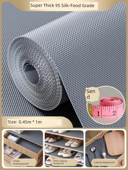 Çekmece ve Dolap Raf Örtüsü - 45cm x 1m - Gri Elmas Desenli EVA