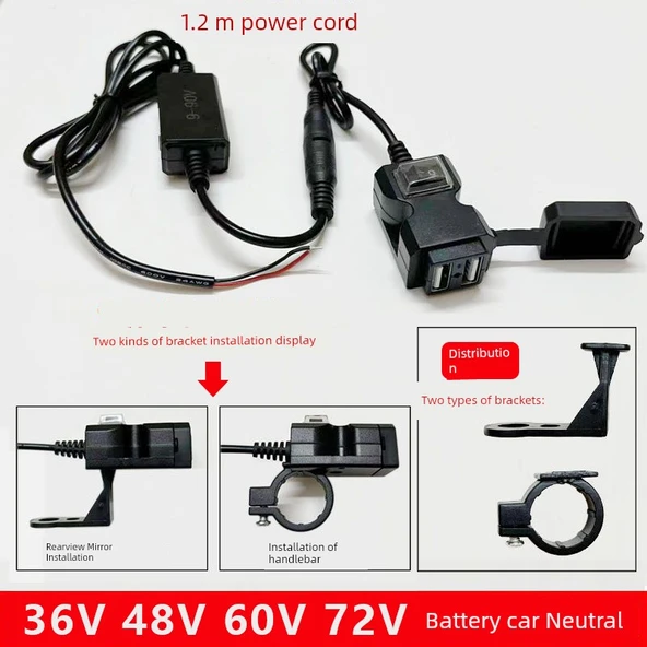 Elektrikli Araç Şarj Cihazı 36V-90V 2.1A Çift Port Standart Model