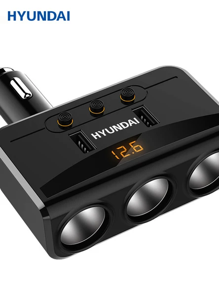 12-24V Araç Şarj Cihazı - 3 Çakmaklık ve 2 USB Portlu - Siyah - 4